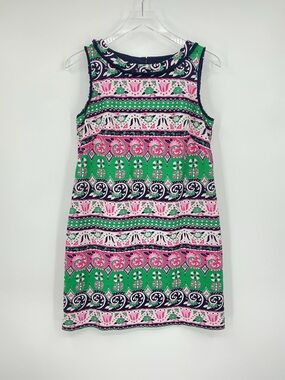 Talbots Petite Pink Green Blue Sheath Dress Fringe Trim